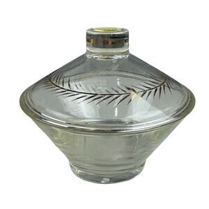 Hazel Atlas Candy Dish With Lid - Gold Wreath